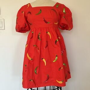 Queen of Sparkles Red Chili Pepper Dress BNWT